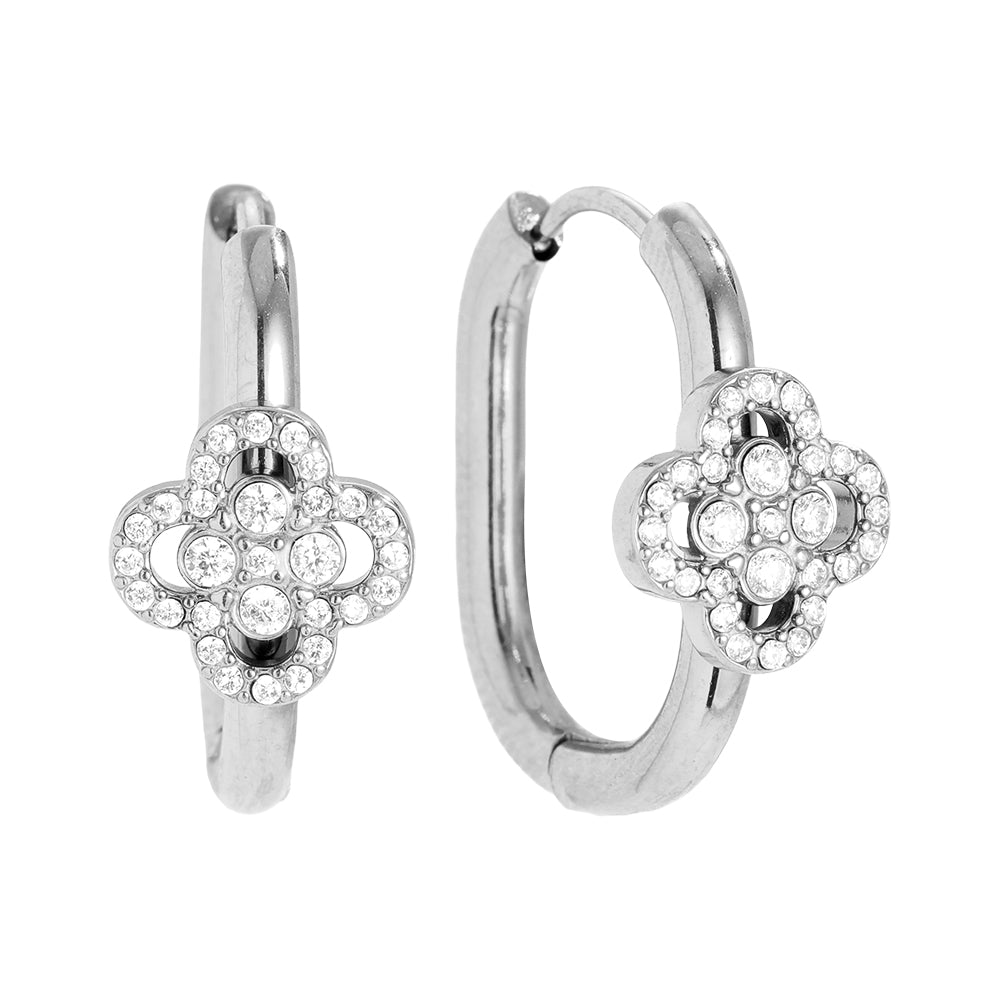 ⊹ CLOVER DIAMOND Creolen Silber ⊹