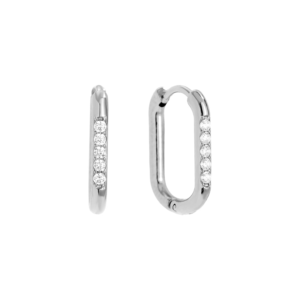 ⊹ SIMPLE DIAMOND Creolen Silber ⊹