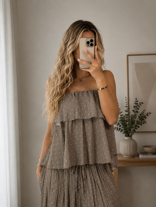 ⊹ DOTS Top Taupe ⊹