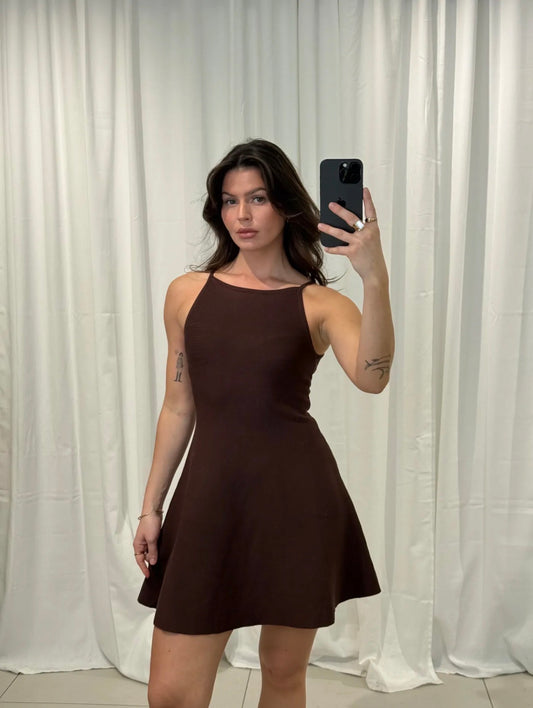 ⊹ LUMI Short Kleid Brown ⊹