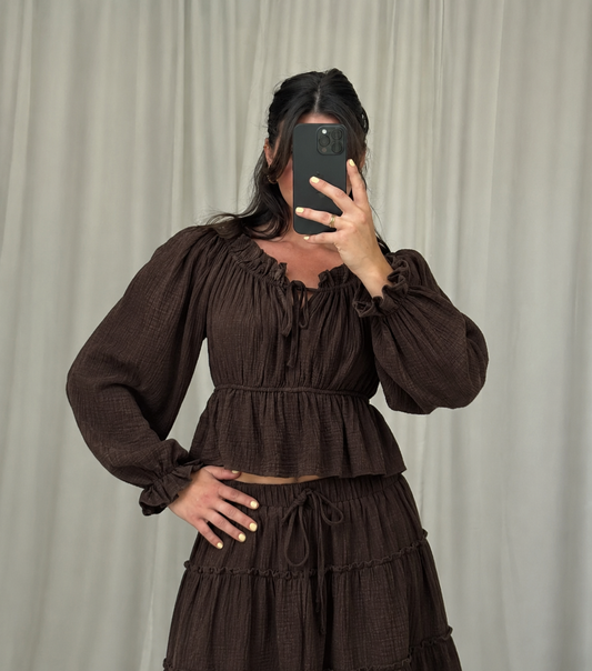 ⊹ CLAUDI Bluse Brown ⊹