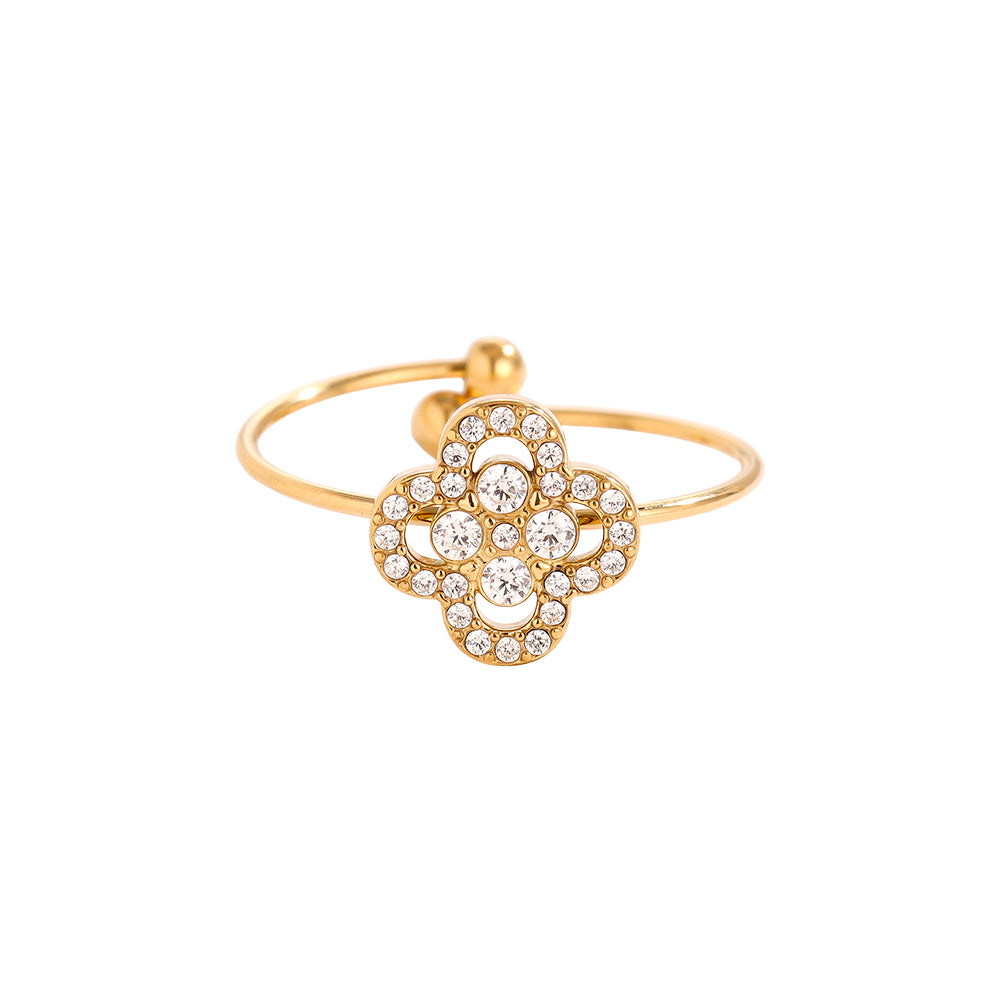 ⊹ CLOVER DIAMOND Ring Gold ⊹
