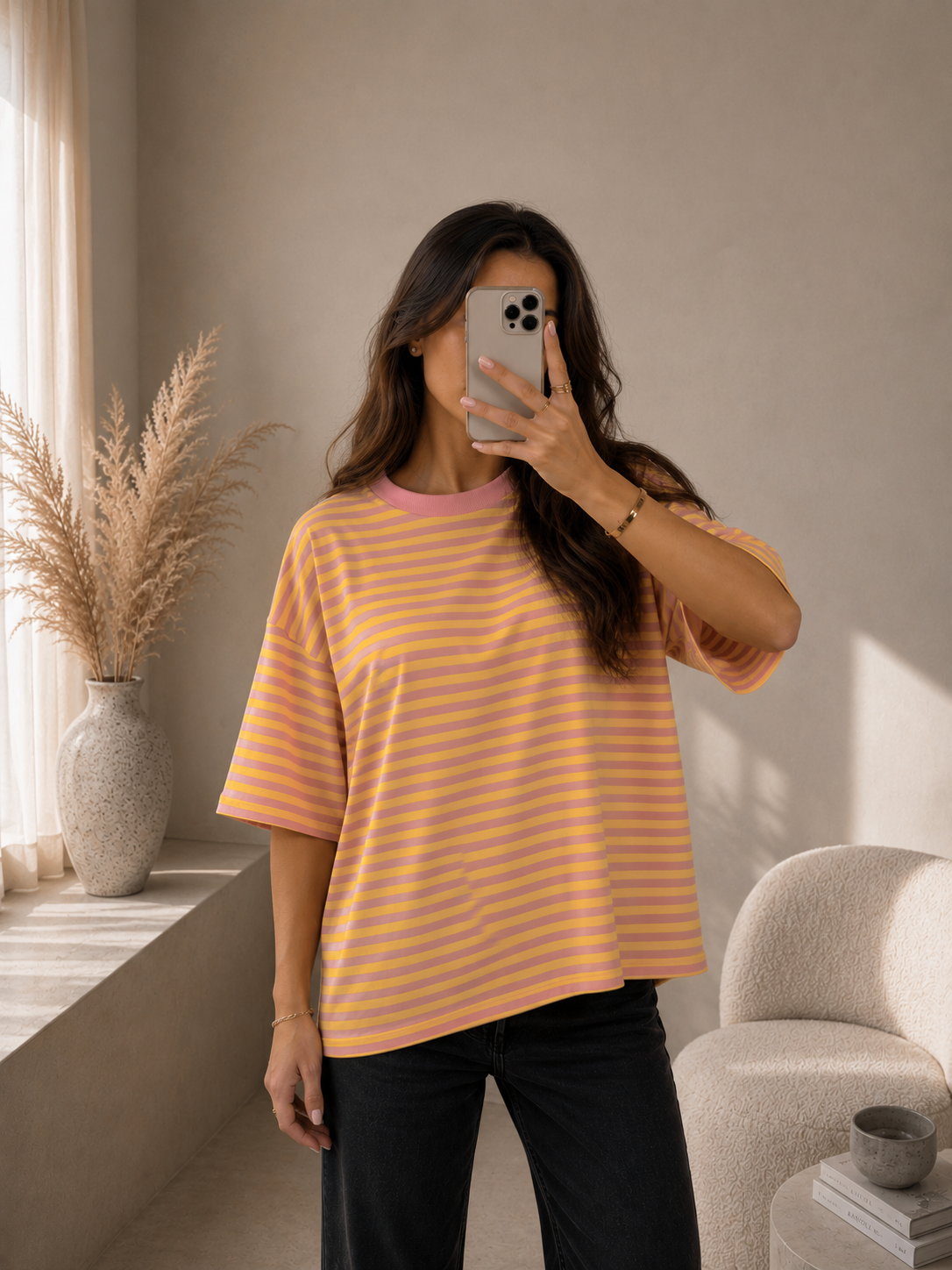 ⊹ NESSI Tshirt Rose/Yellow ⊹