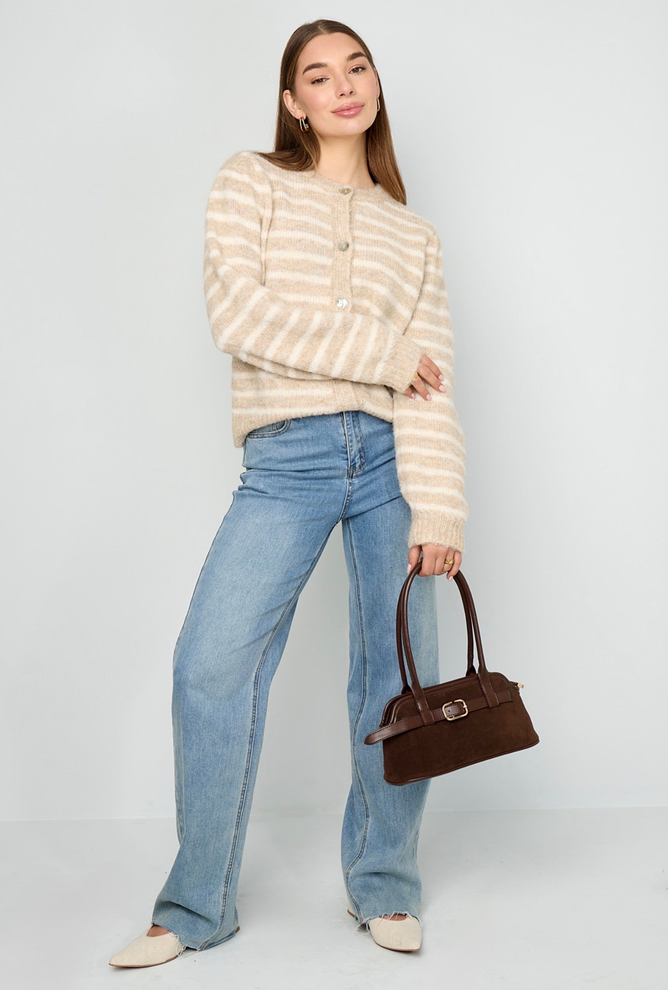 ⊹ STRIPY Strickjacke Beige ⊹