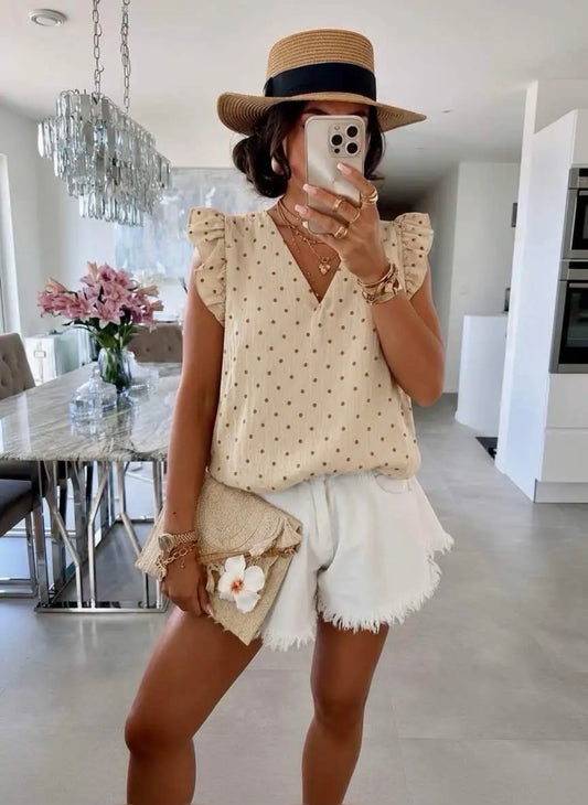 ⊹ DOTS Bluse Creme ⊹