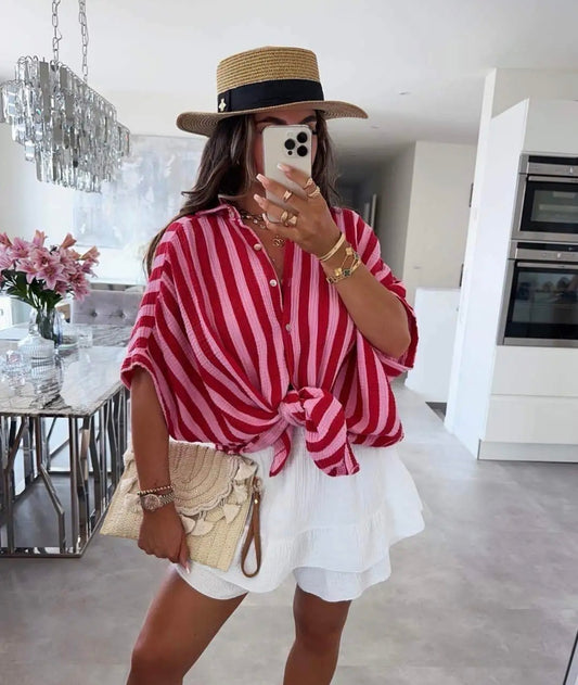 ⊹ CAPRI Bluse Red/Rose ⊹