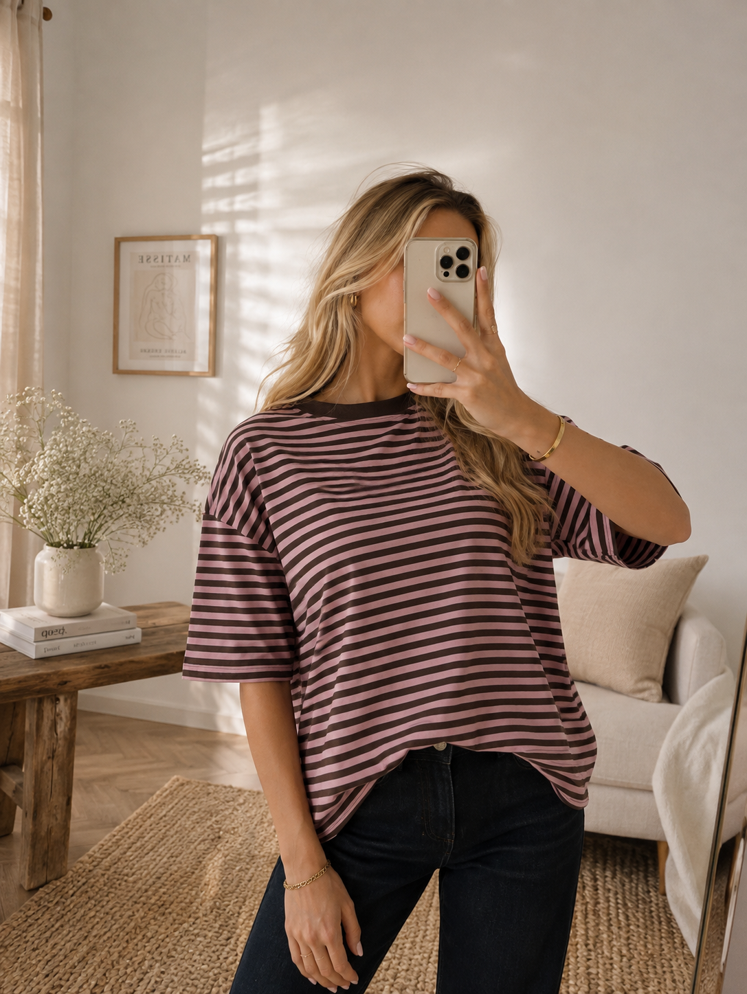 ⊹ NESSI Tshirt Brown/Rose ⊹