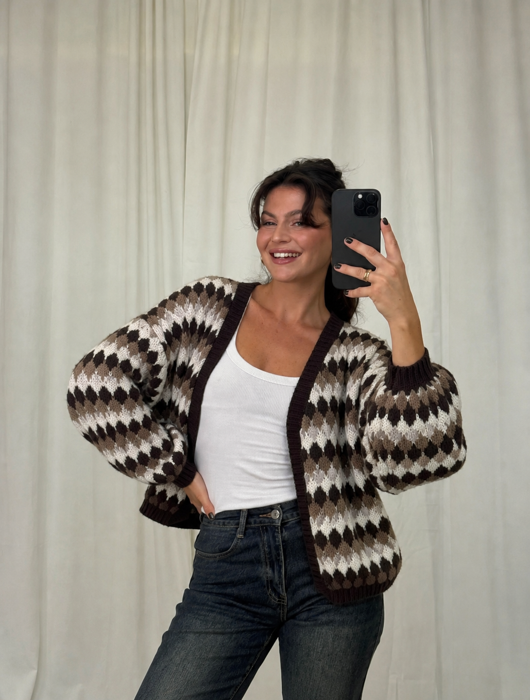 ⊹ POPS Strickjacke Taupe/Brown ⊹
