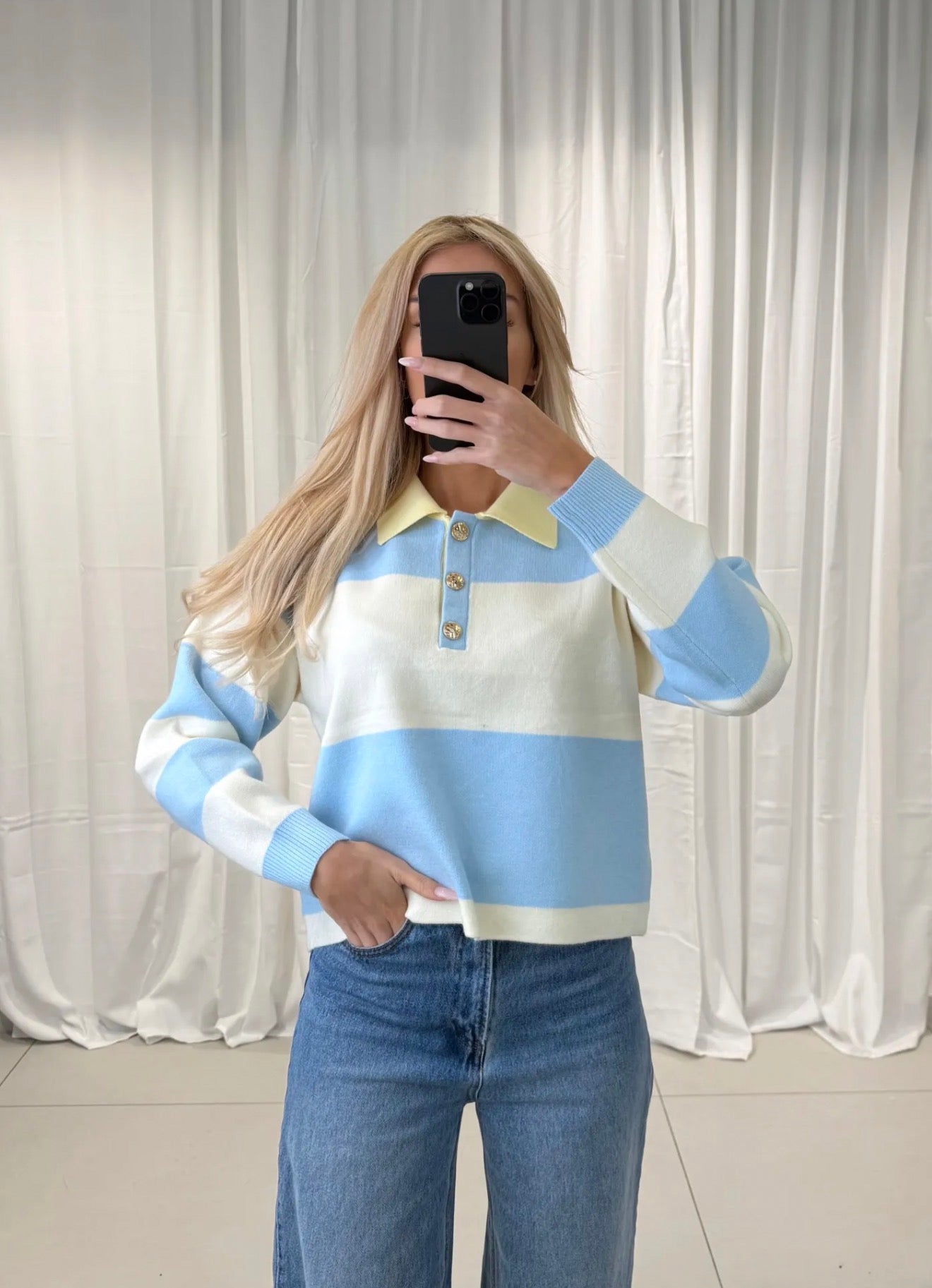 ⊹ BIG STRIPY Pullover Blue/ Yellow ⊹