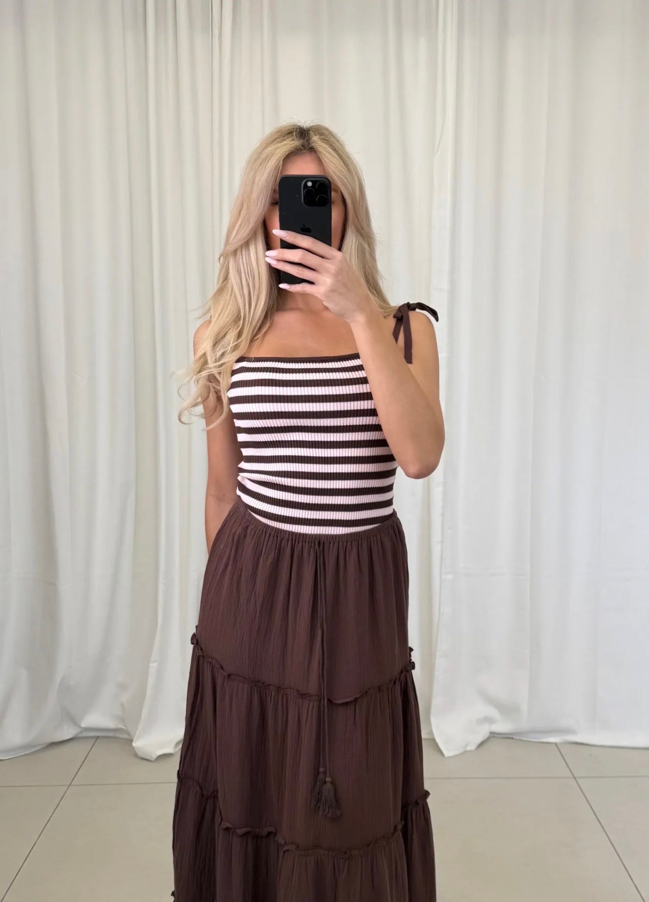 ⊹ PEGGY Top Brown/Rose ⊹