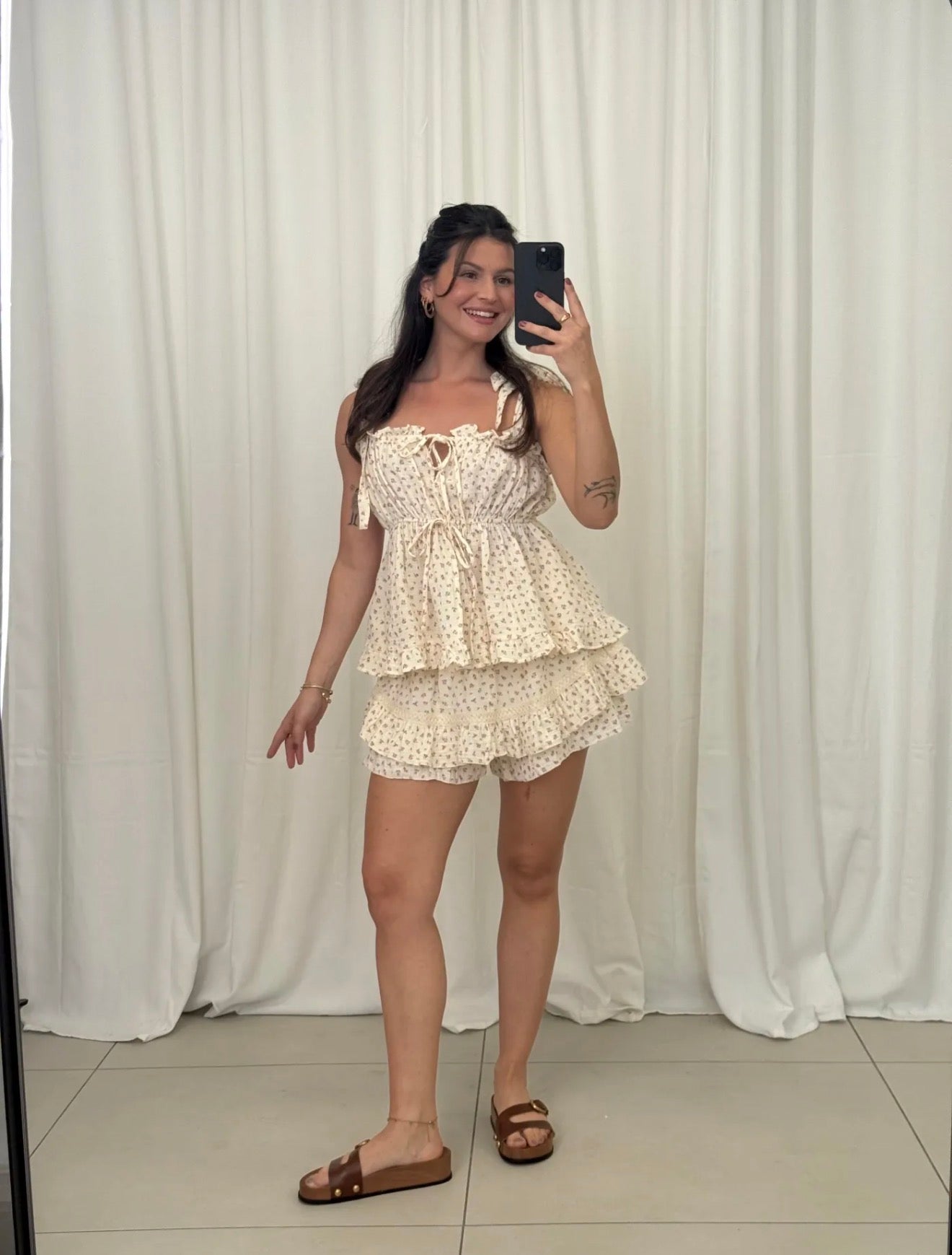 ⊹ BLOOM Skort Beige/Rose ⊹