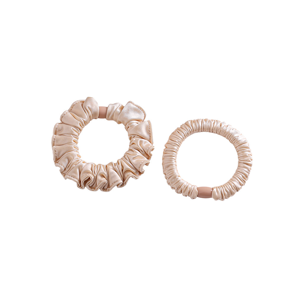 ⊹ SILK Scrunchie Beige Duo ⊹