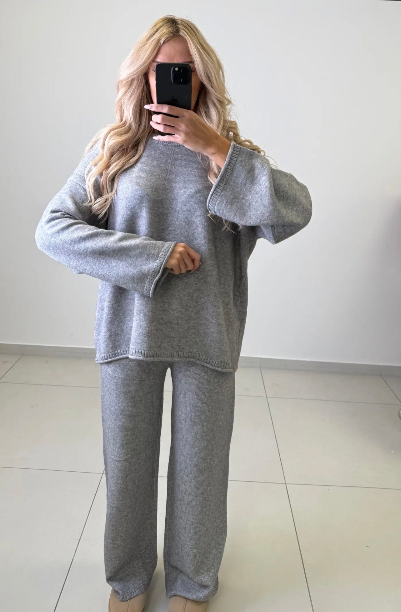 ⊹ COZY Strickhose Grau ⊹