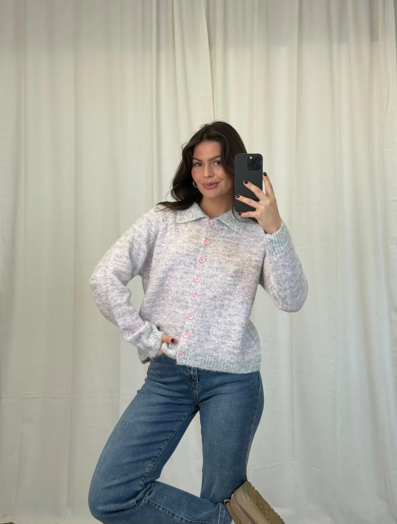 ⊹ SISSI Strickjacke Grey/Rose ⊹
