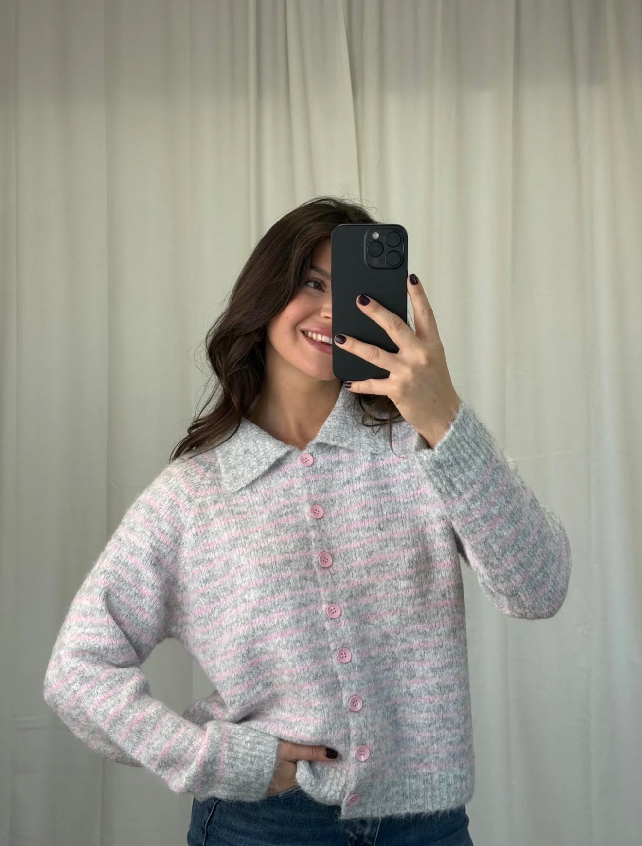 ⊹ SISSI Strickjacke Grey/Rose ⊹