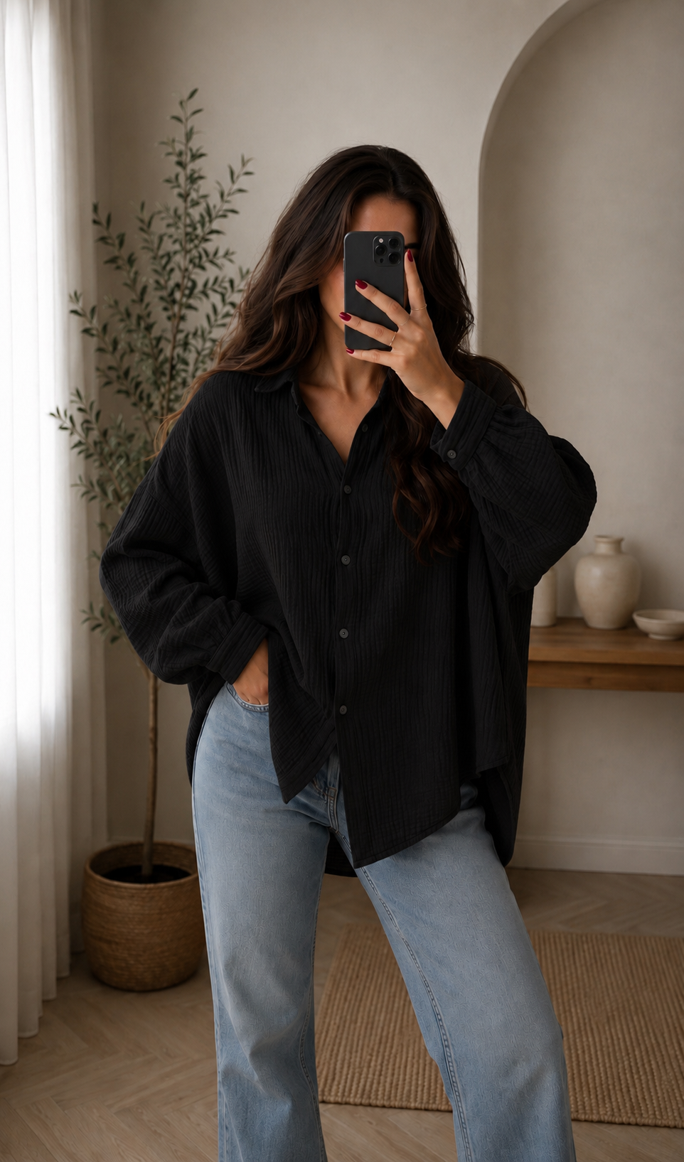 ⊹ MALIN Musselinbluse Black ⊹