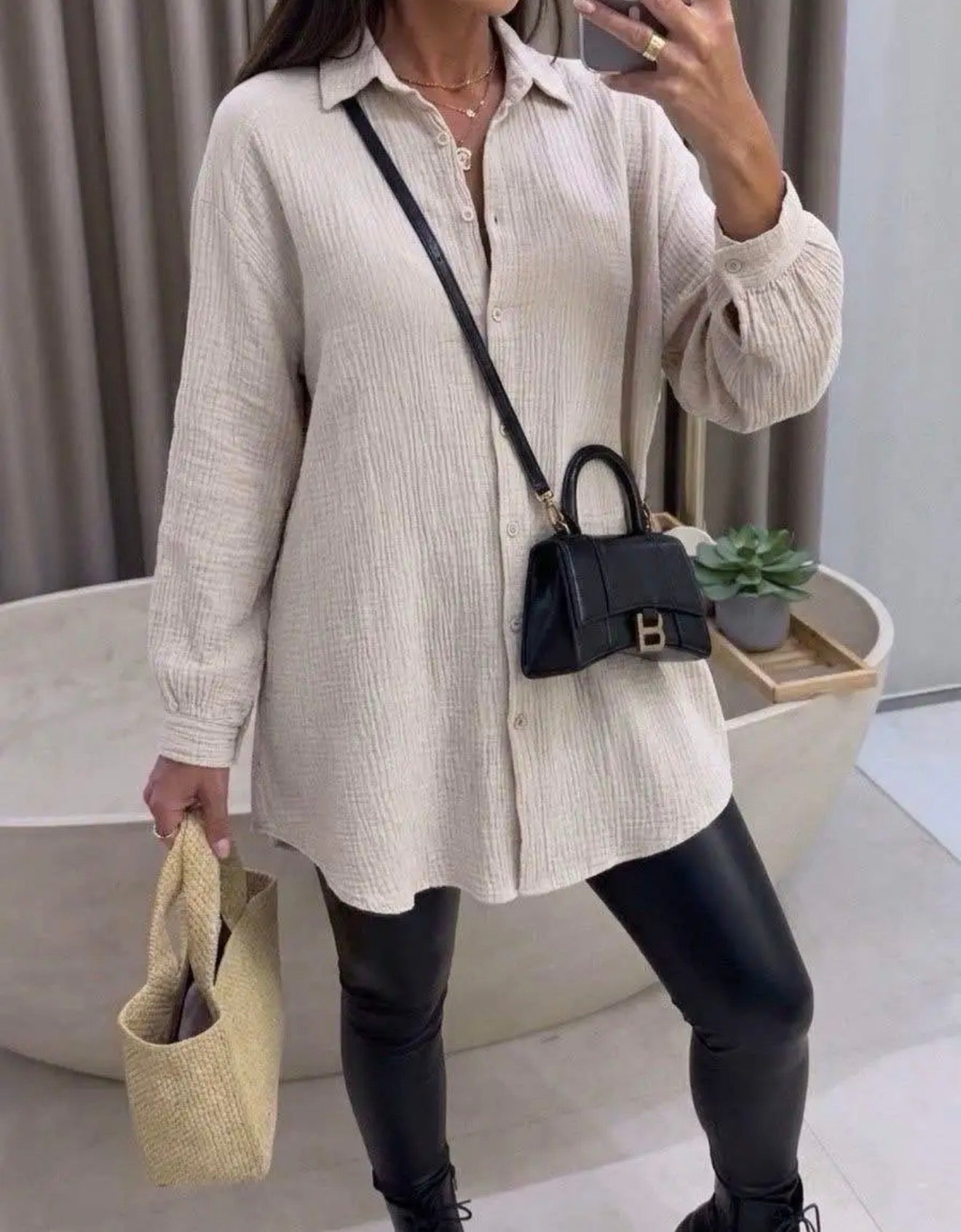 ⊹ MAE Blusenkleid Beige ⊹