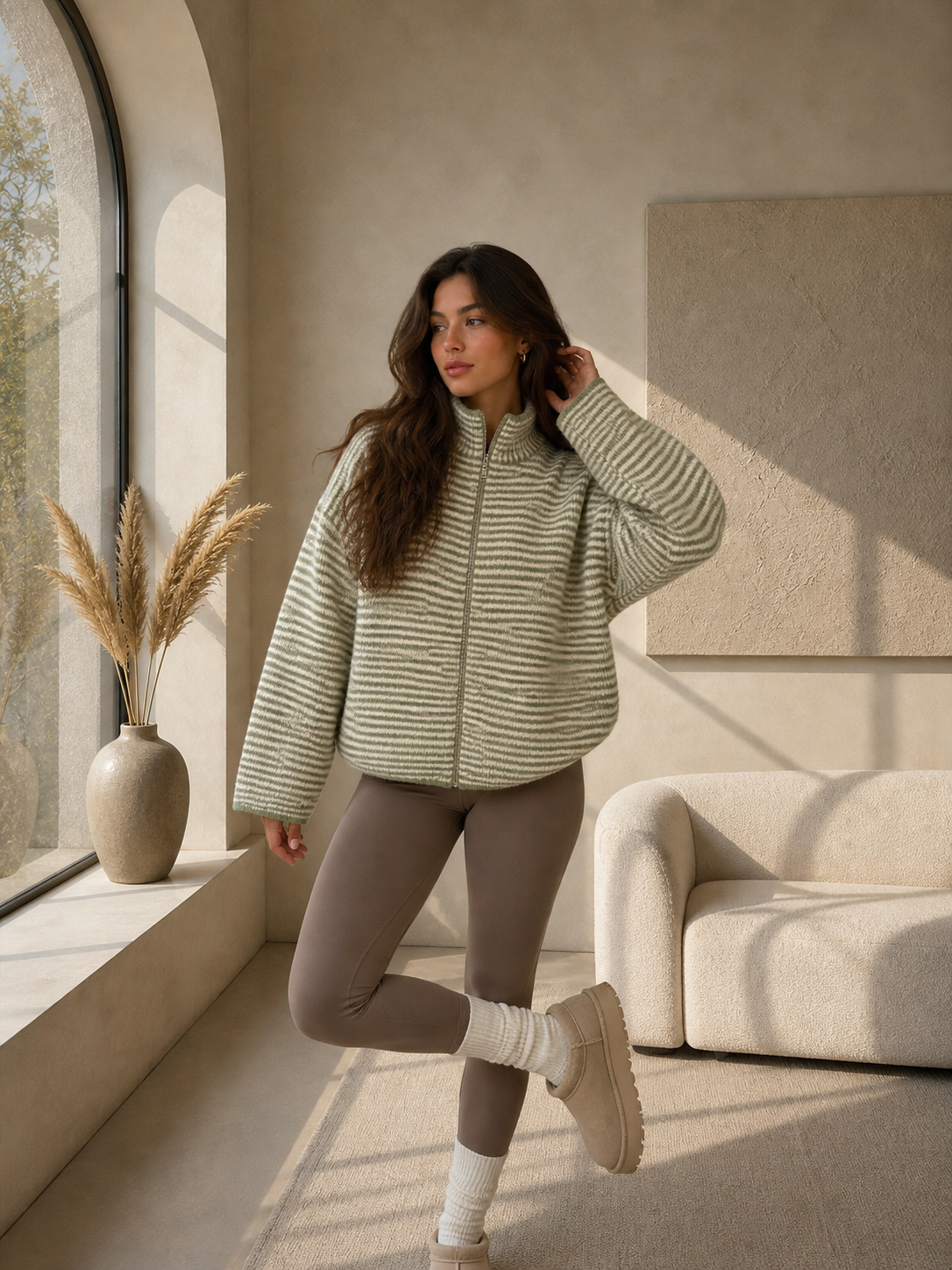 ⊹ KIRA Strickjacke Khaki ⊹