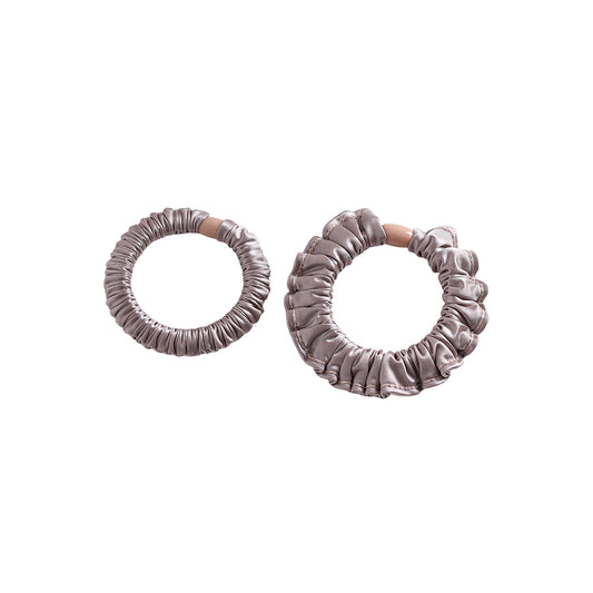 ⊹ SILK Scrunchie Taupe Duo ⊹