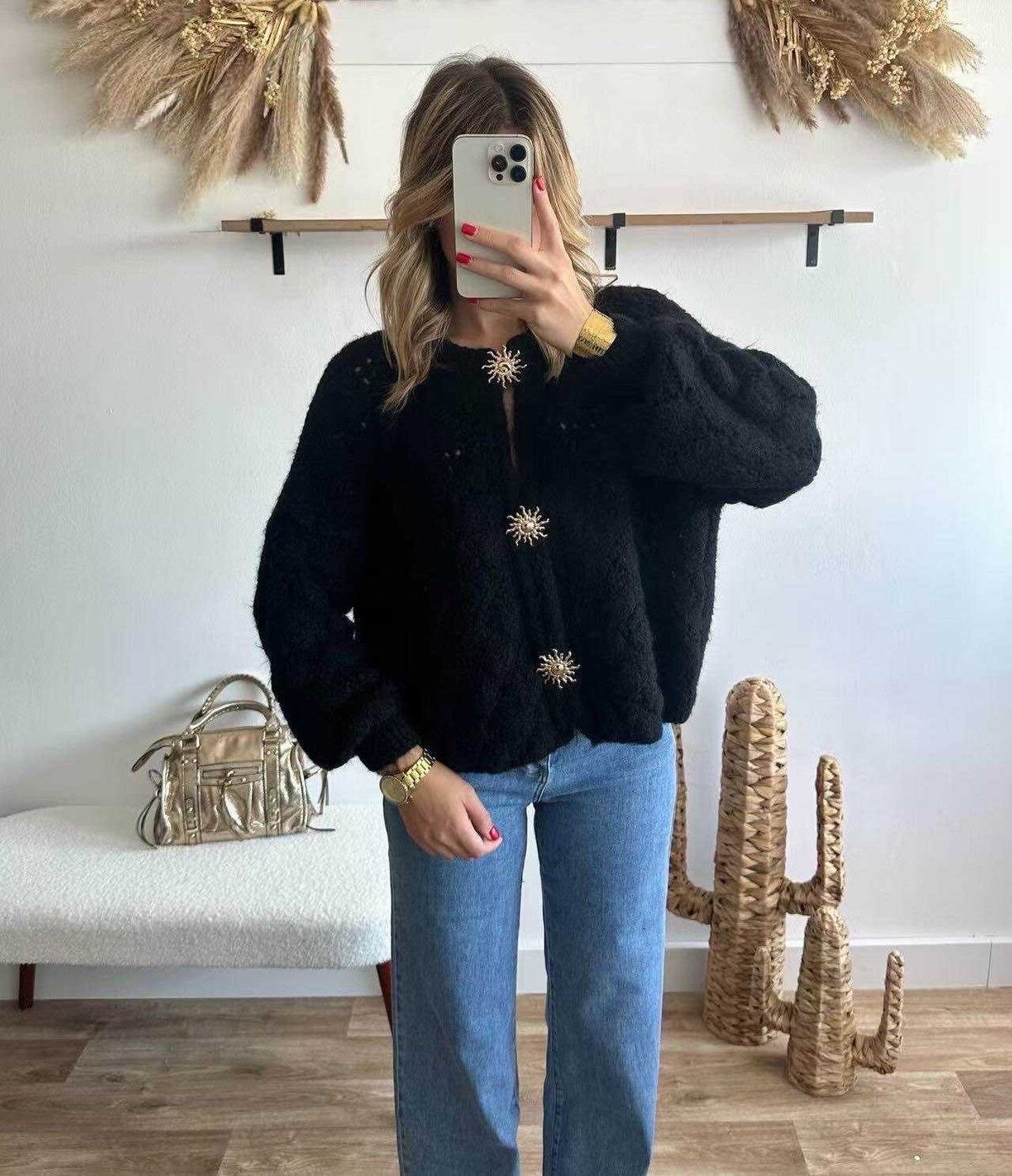 ⊹ LUNA Strickjacke Schwarz ⊹