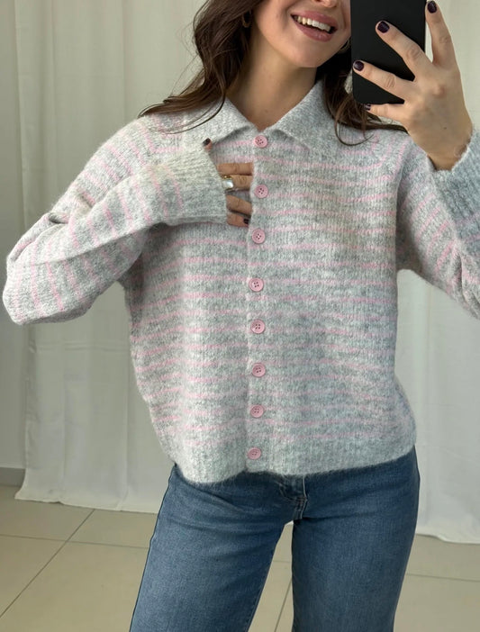 ⊹ SISSI Strickjacke Grey/Rose ⊹
