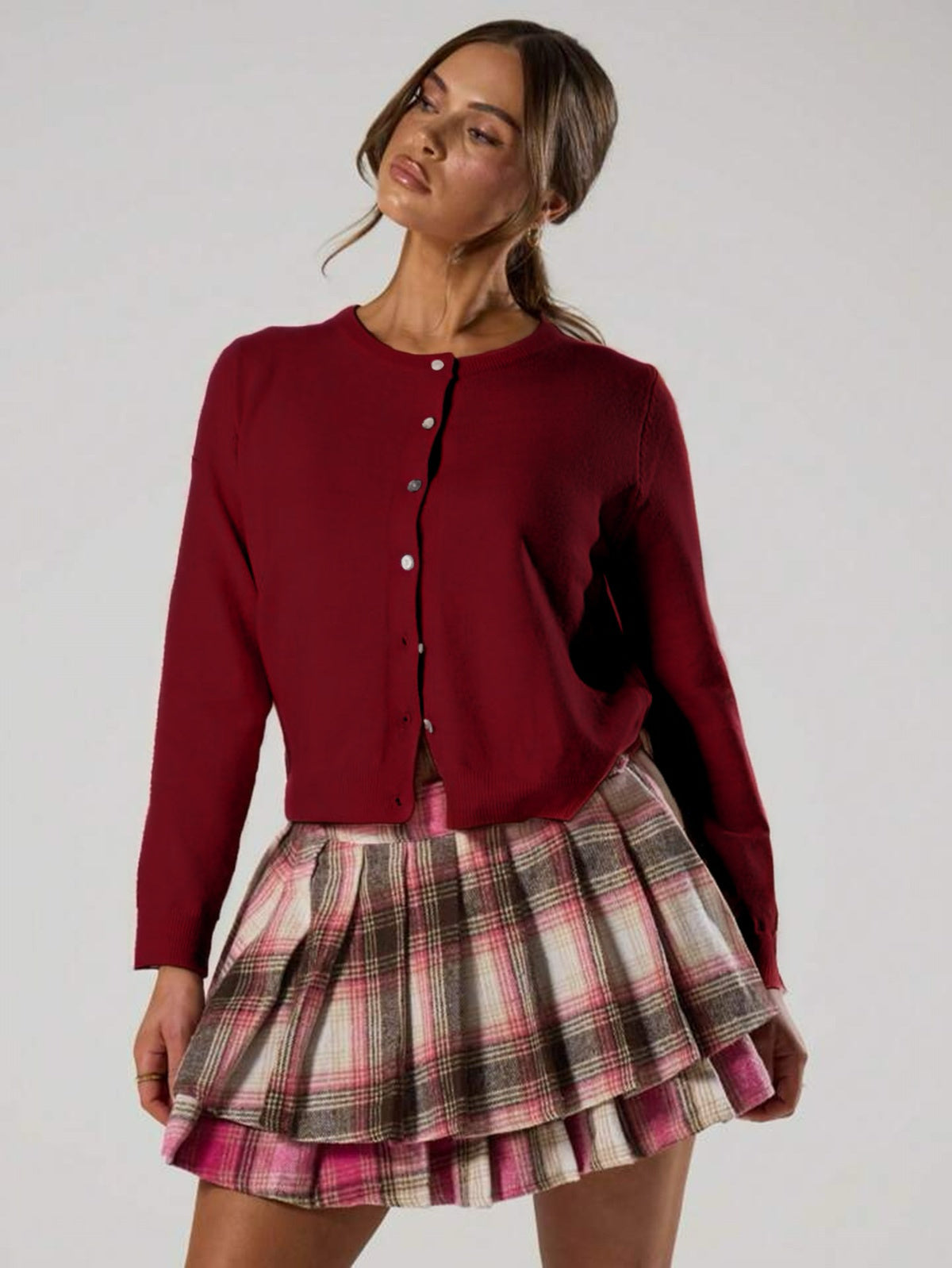 ⊹ BELLA Strickjacke Weinrot ⊹