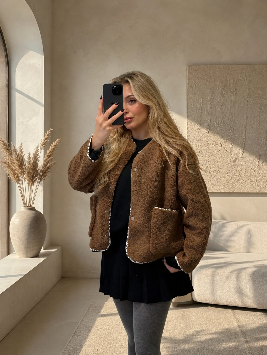 ⊹ FLUFFY Jacke Toffee ⊹