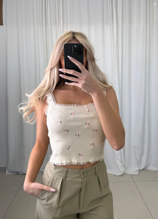 ⊹ FLOWER Top Beige ⊹