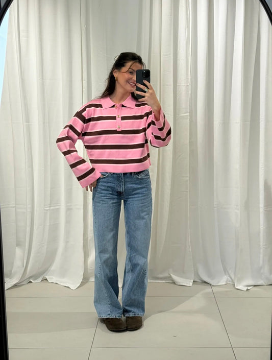 ⊹ STRIPY Strickpullover Rose ⊹