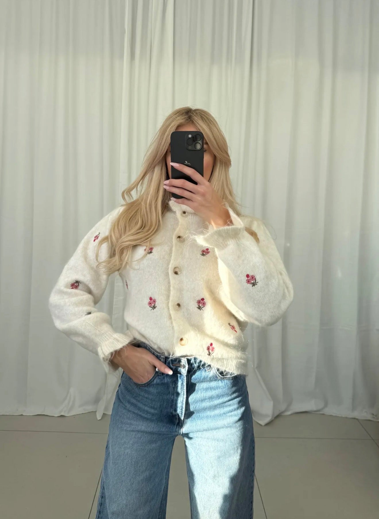 ⊹ FLOWER Strickjacke Beige ⊹