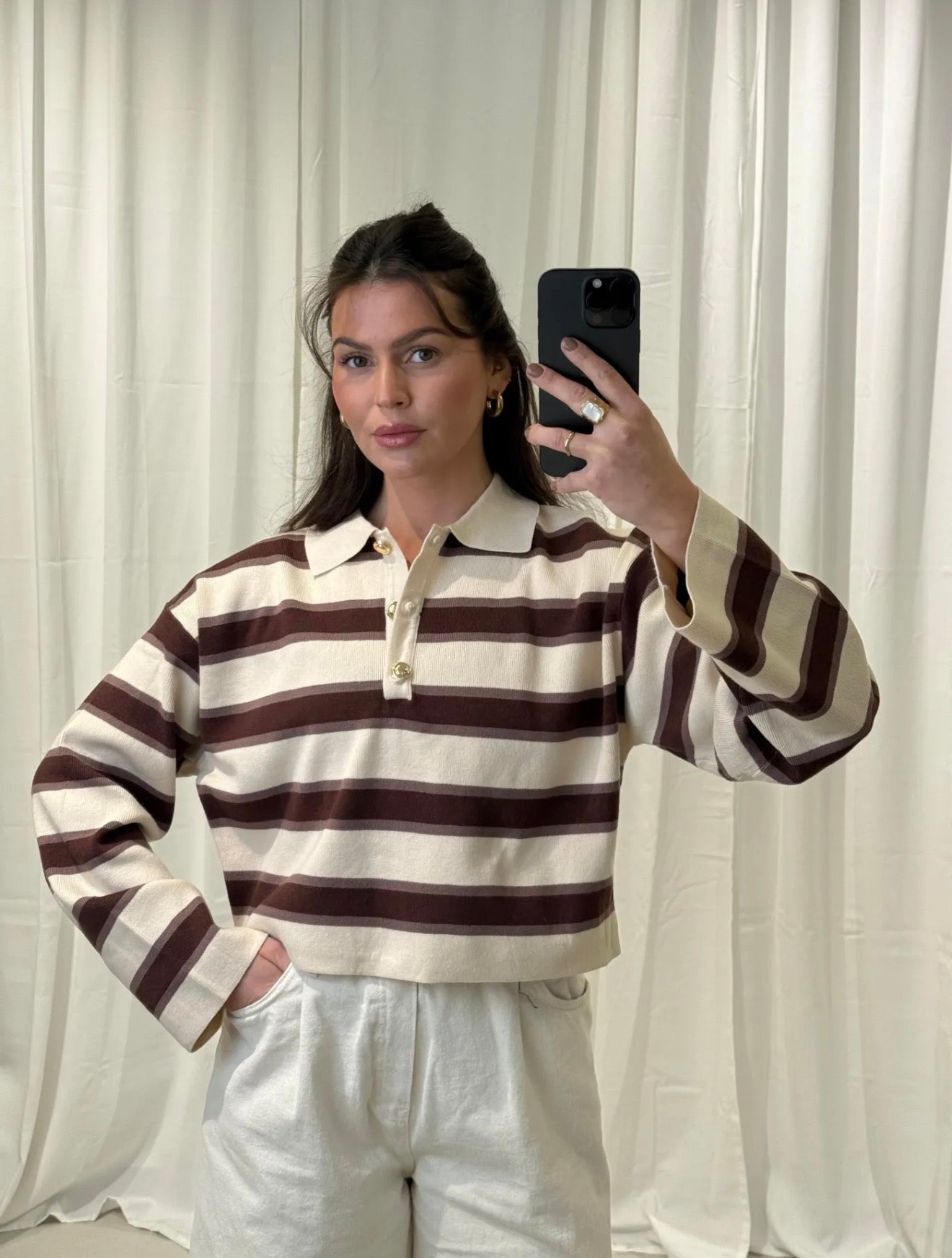 ⊹ STRIPY Strickpullover Brown ⊹