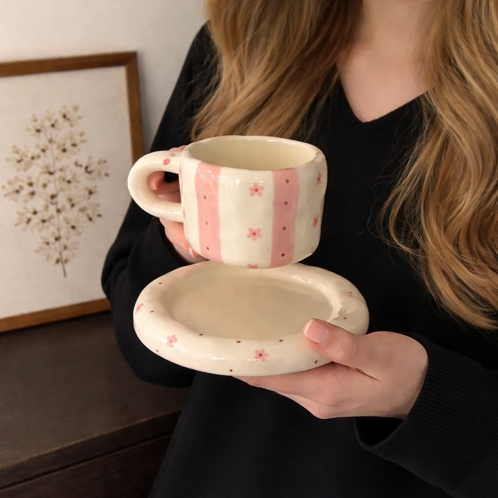 ⊹ BLÜMCHEN Tasse+Teller ⊹