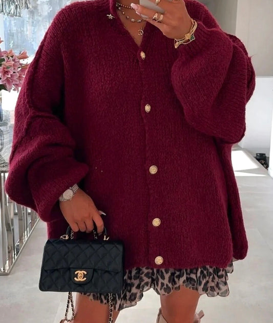 ⊹ MEG Strickjacke Weinrot ⊹